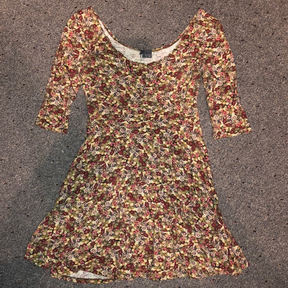 Long sleeve, floral skater dress